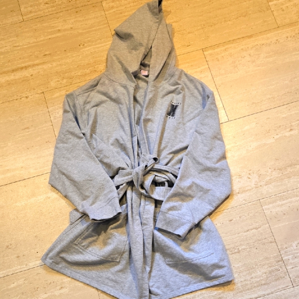 Savage X Fenty Stylish Gray Hooded Tie Waist Robe